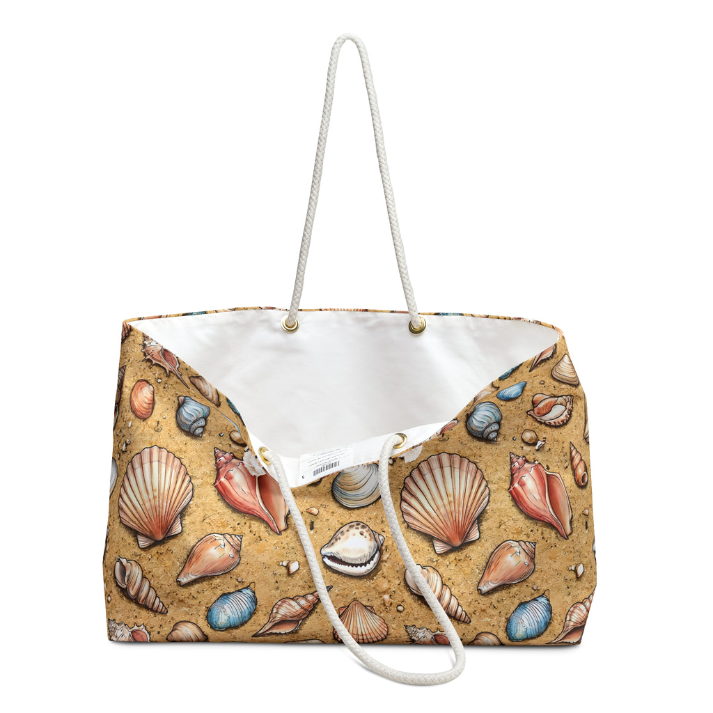 Seashell Pattern Weekender Bag | Beach Tote, Sand Shell Print