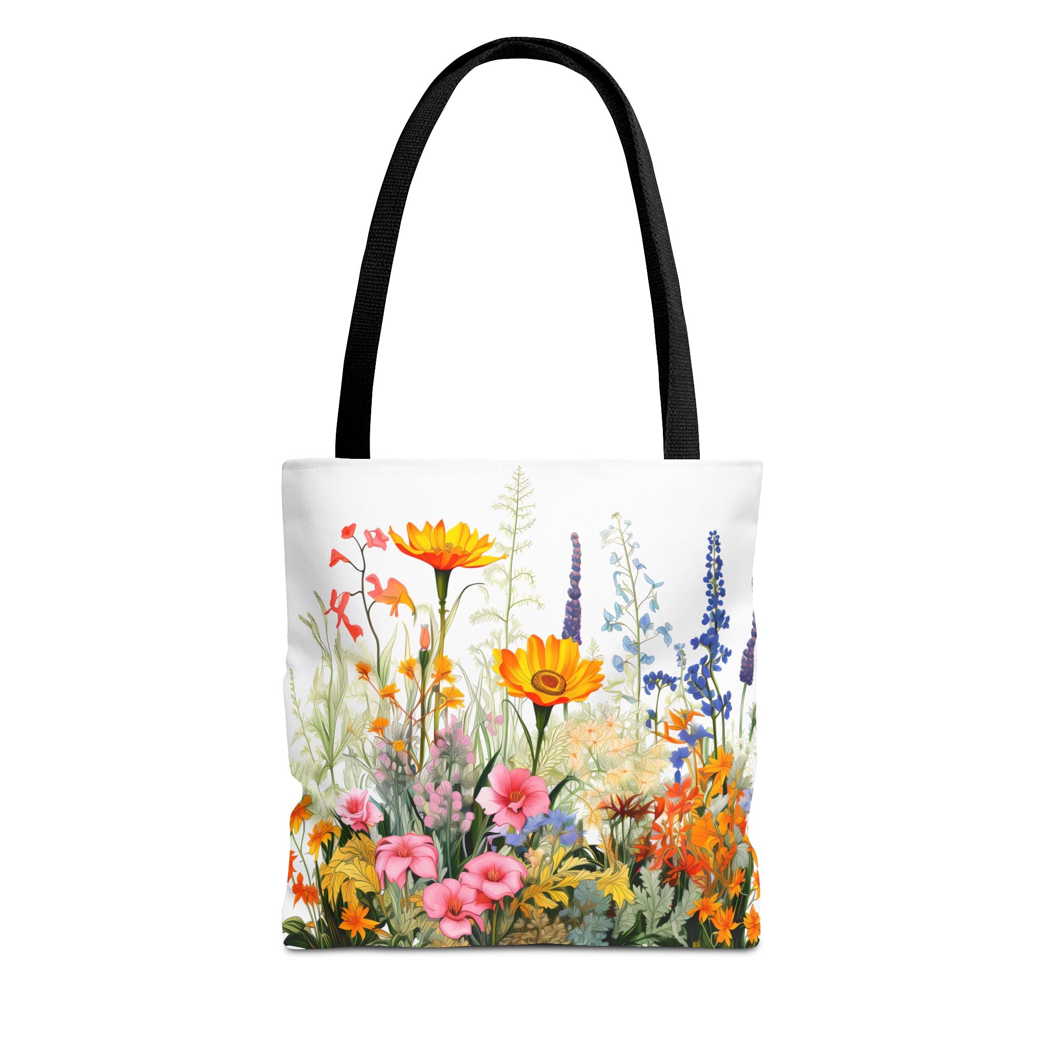 Wildflower Garden Tote Bag | Floral Meadow Illustration, Colorful Bloom Print