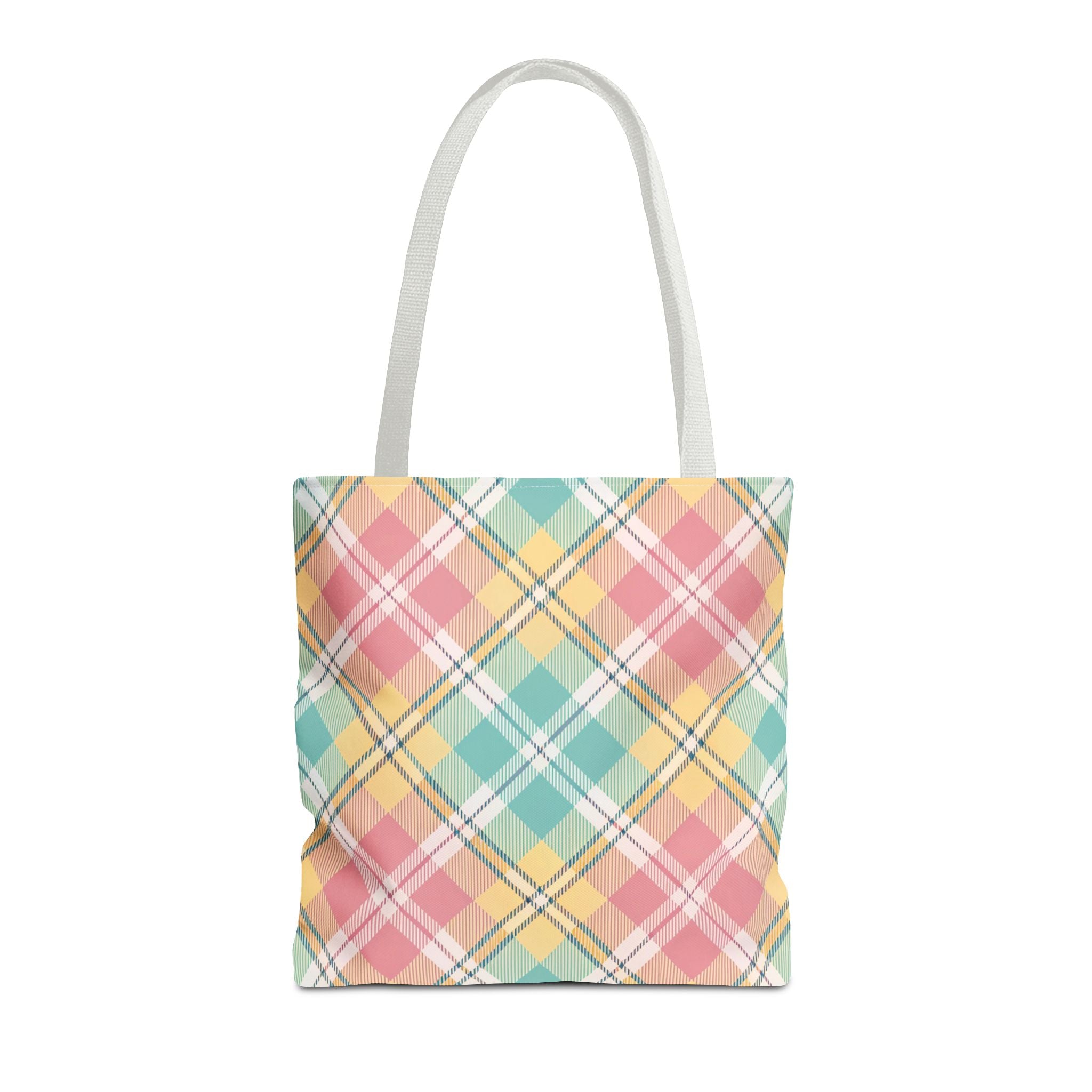 Pastel Plaid Tote Bag | Spring Plaid Pattern, Pastel Checkered Tote