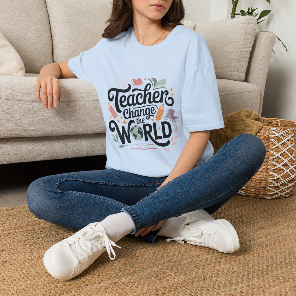 Teacher Change the World T-Shirt | School Teacher Typography Tee
