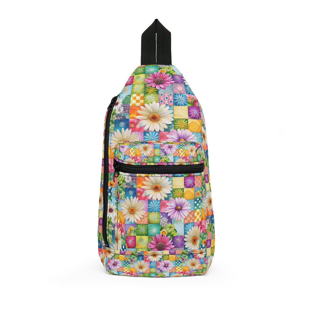 Colorful Daisy Patchwork Sling Bag | Floral Pattern Crossbody