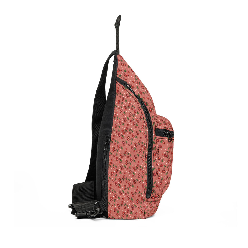 Cherry Pattern Sling Bag | Pink Floral Fruit Print