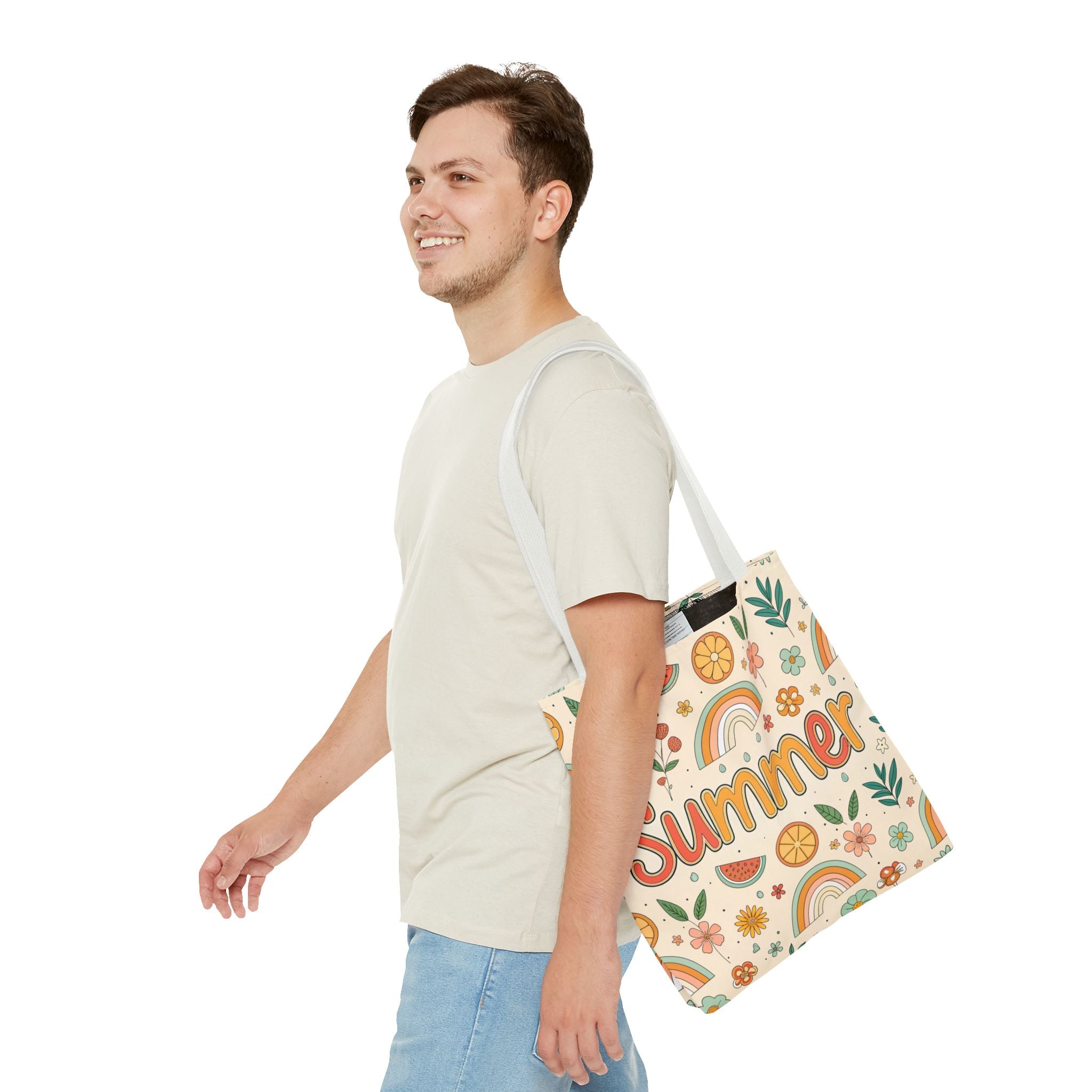 Summer Pattern Tote Bag | Rainbow, Watermelon, Floral Beach Vibes