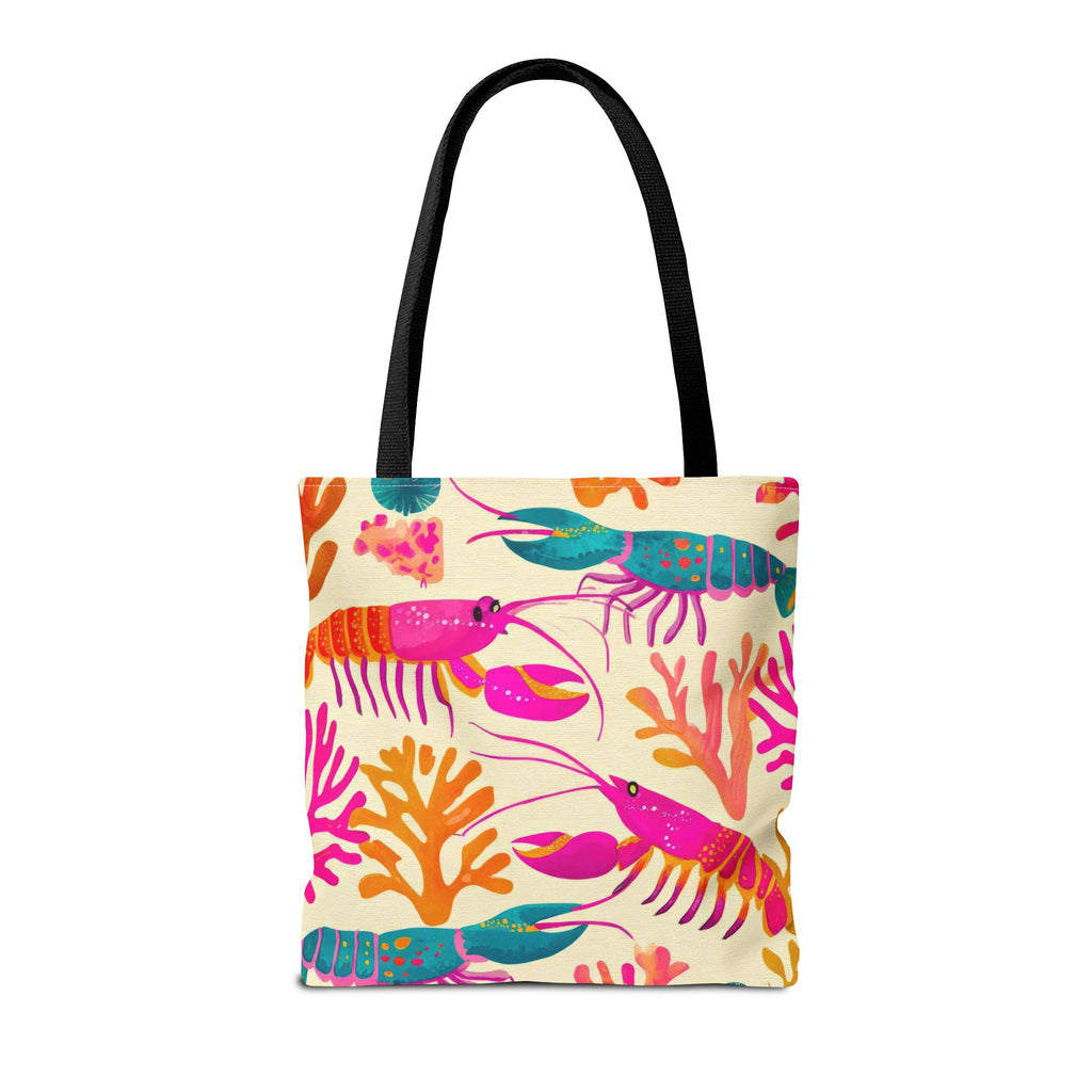 Colorful Lobster Pattern Tote Bag | Tropical Sea Life Coral Print