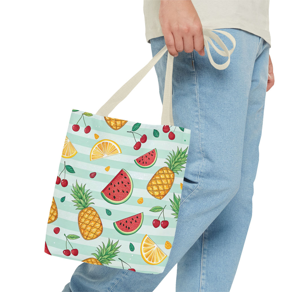 Tropical Fruit Pattern Tote Bag | Pineapple Watermelon Cherry Citrus Beach