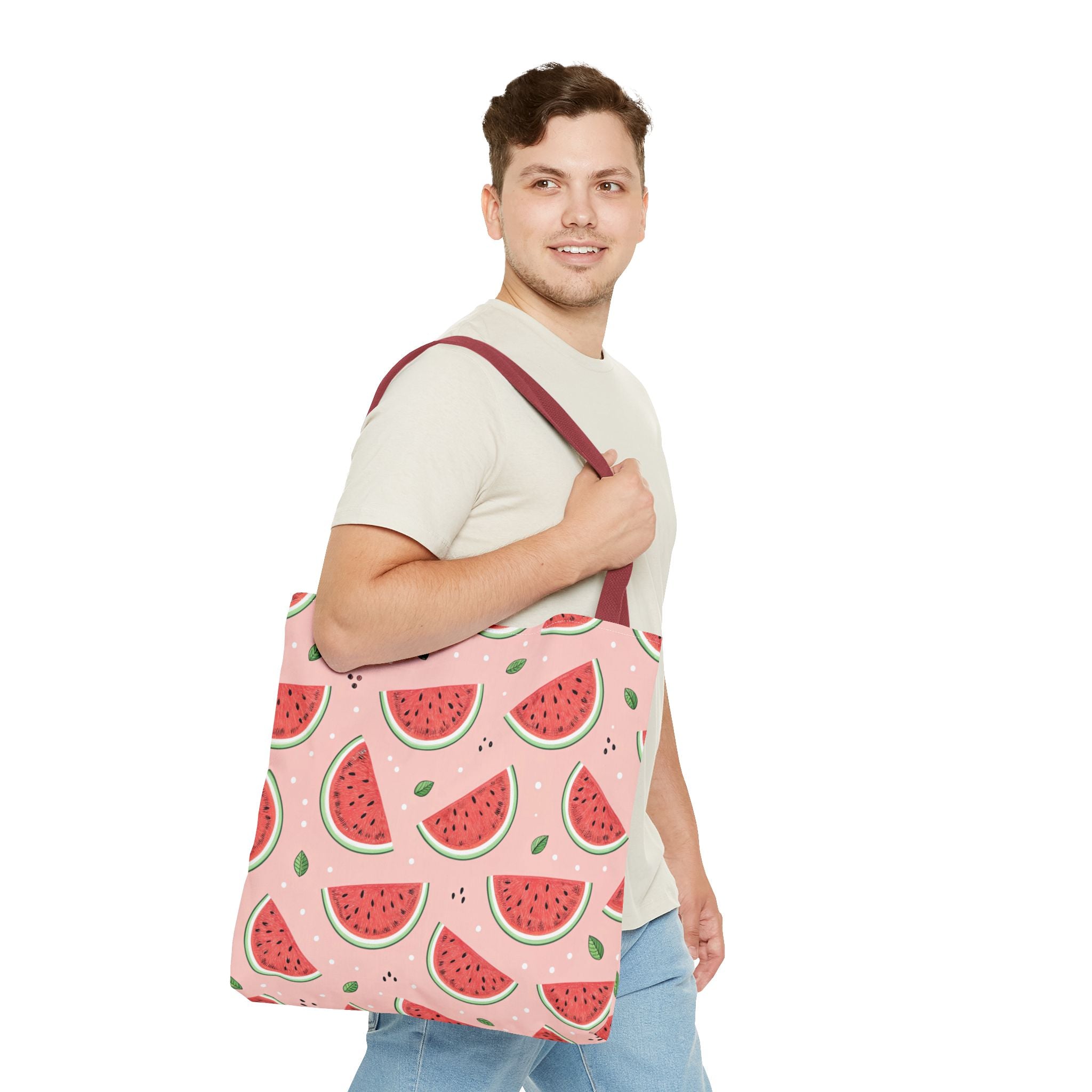 Watermelon Pattern Tote Bag | Pink Summer Fruit Print