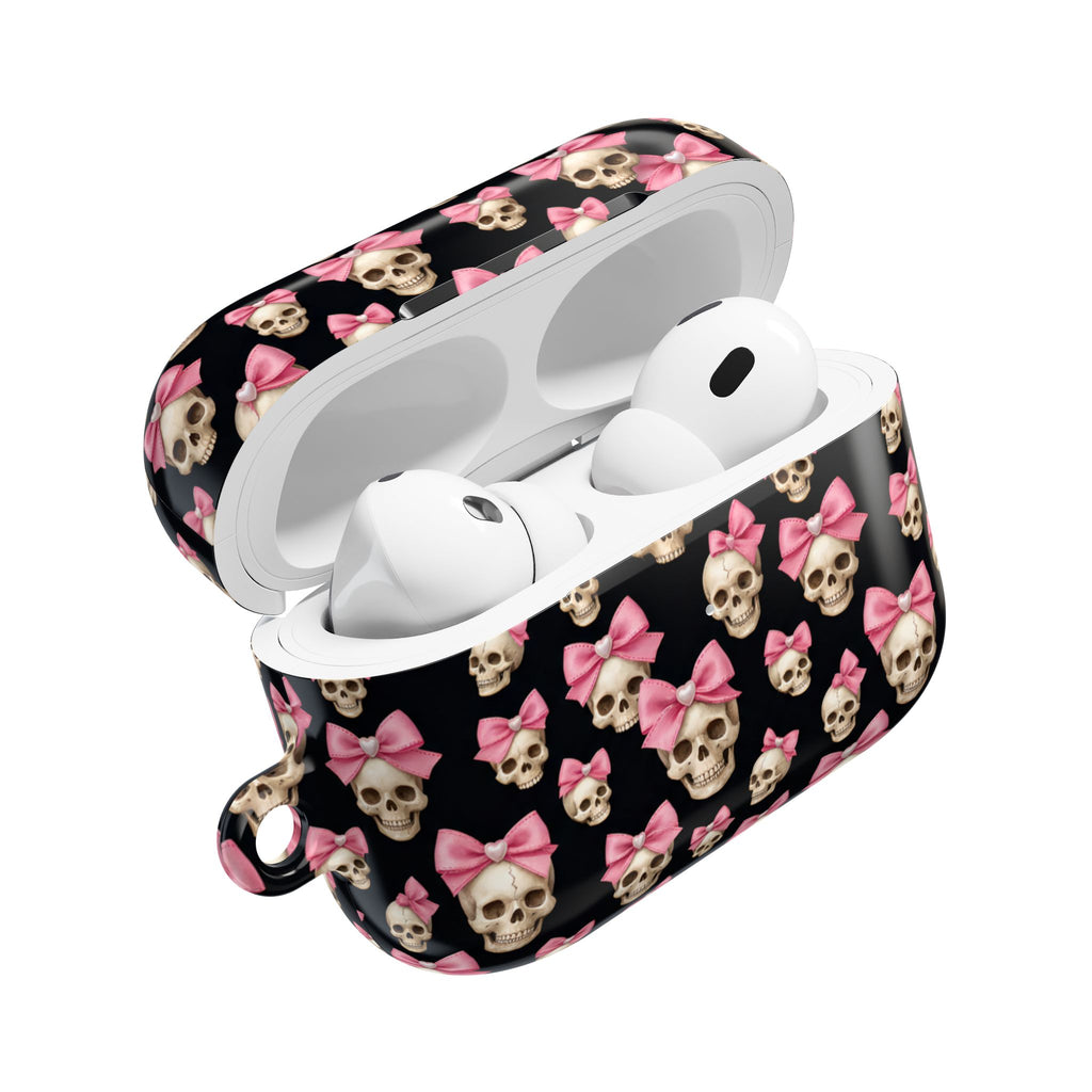 Pink Bow Skull AirPod Case | Cute Gothic Skull Pattern