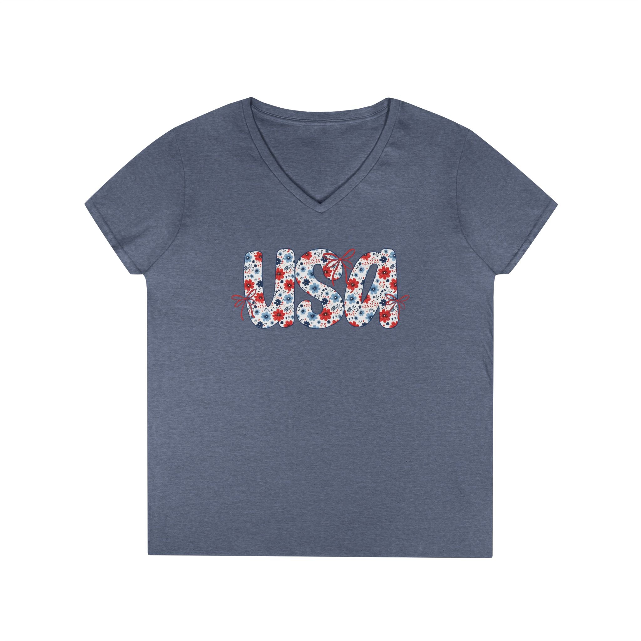 USA Floral Pattern T-Shirt | Patriotic Fourth of July Tee