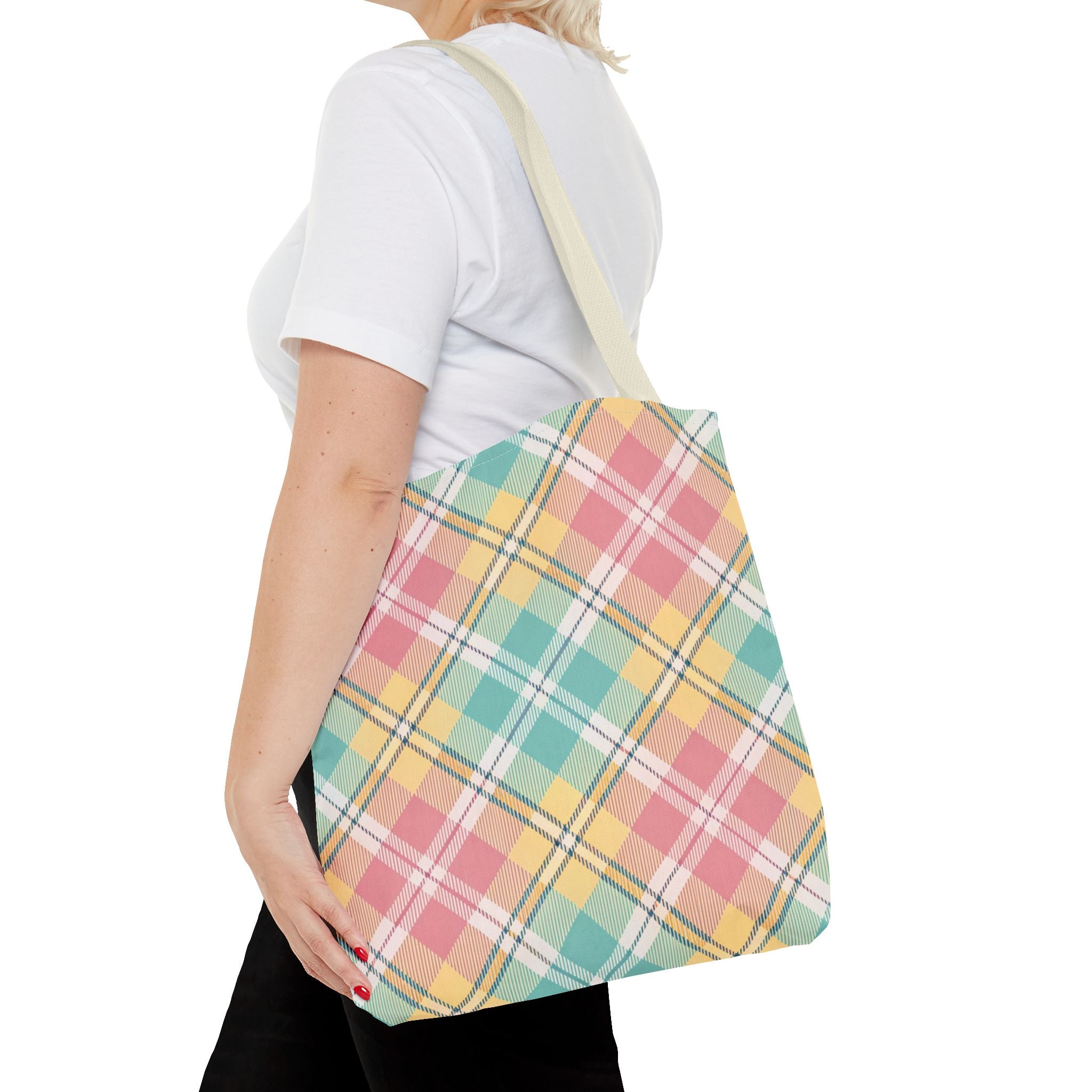 Pastel Plaid Tote Bag | Spring Plaid Pattern, Pastel Checkered Tote