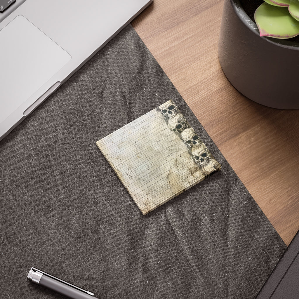 Skull Border Lined Note Pad Post-it® Note Pads | Vintage Grunge Stationery