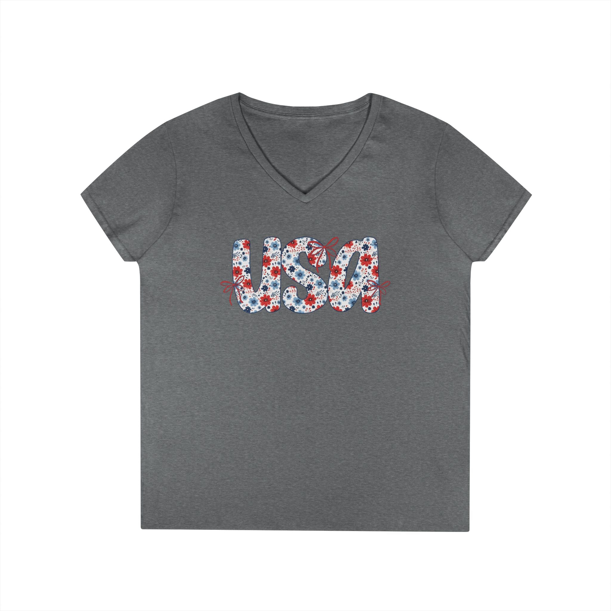 USA Floral Pattern T-Shirt | Patriotic Fourth of July Tee