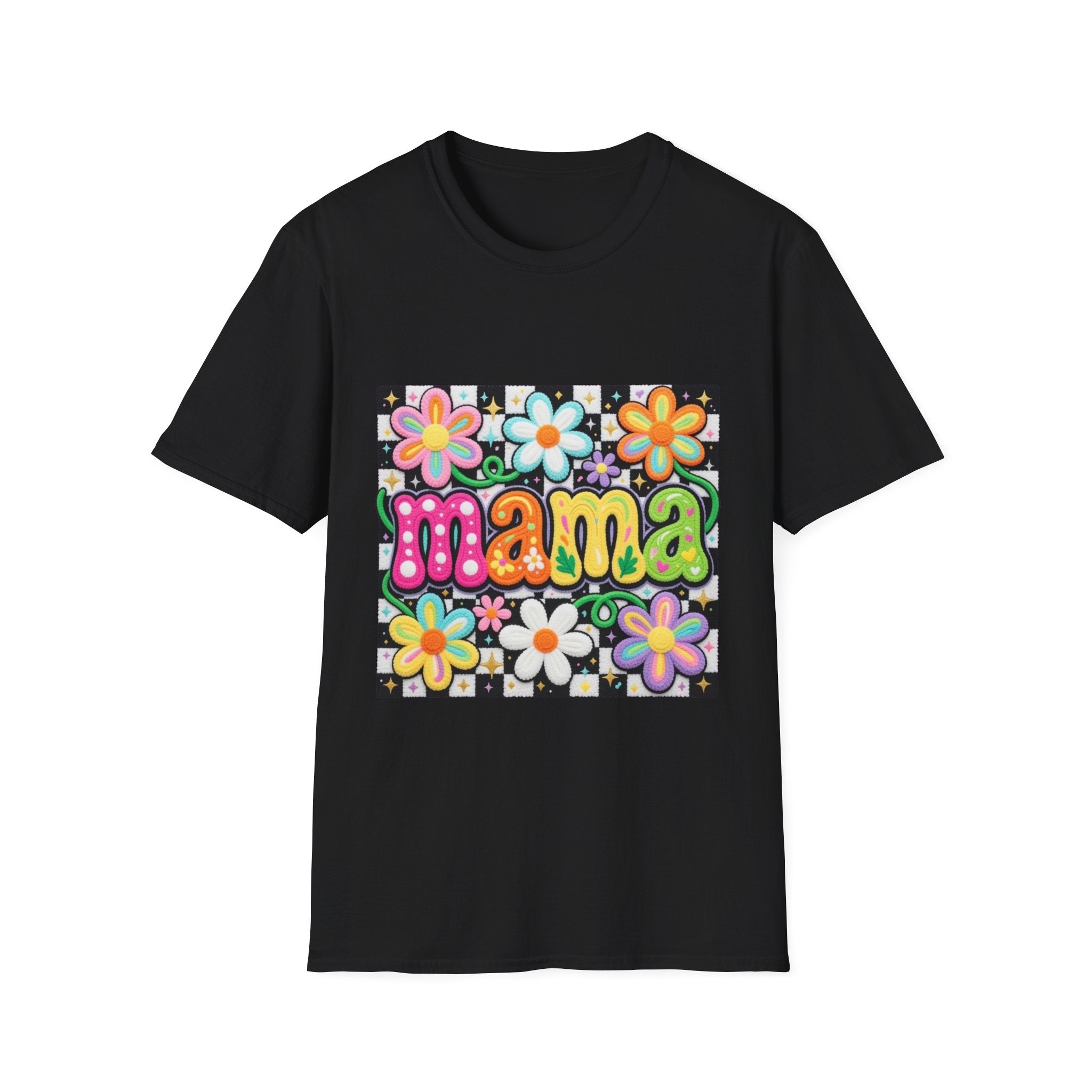 Mama Floral Retro Bubble Letters T-Shirt | Colorful Flower Design