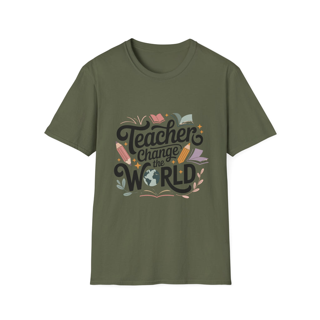 Teacher Change the World T-Shirt | School Teacher Typography Tee