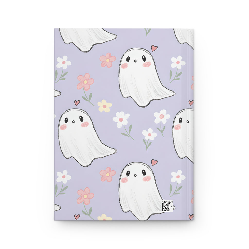 Cute Ghosts Floral Pattern Hardcover Journal | Purple Matte Notebook