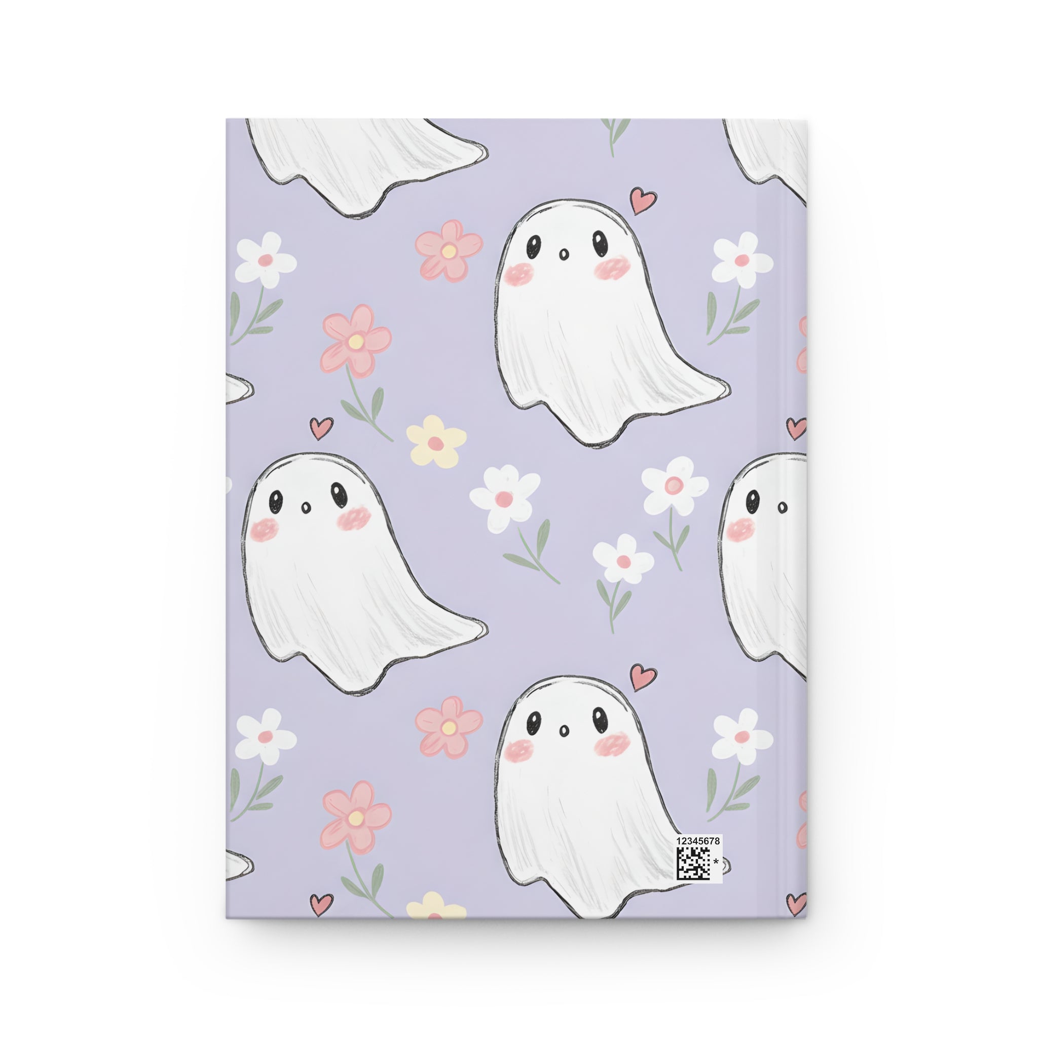 Cute Ghosts Floral Pattern Hardcover Journal | Purple Matte Notebook