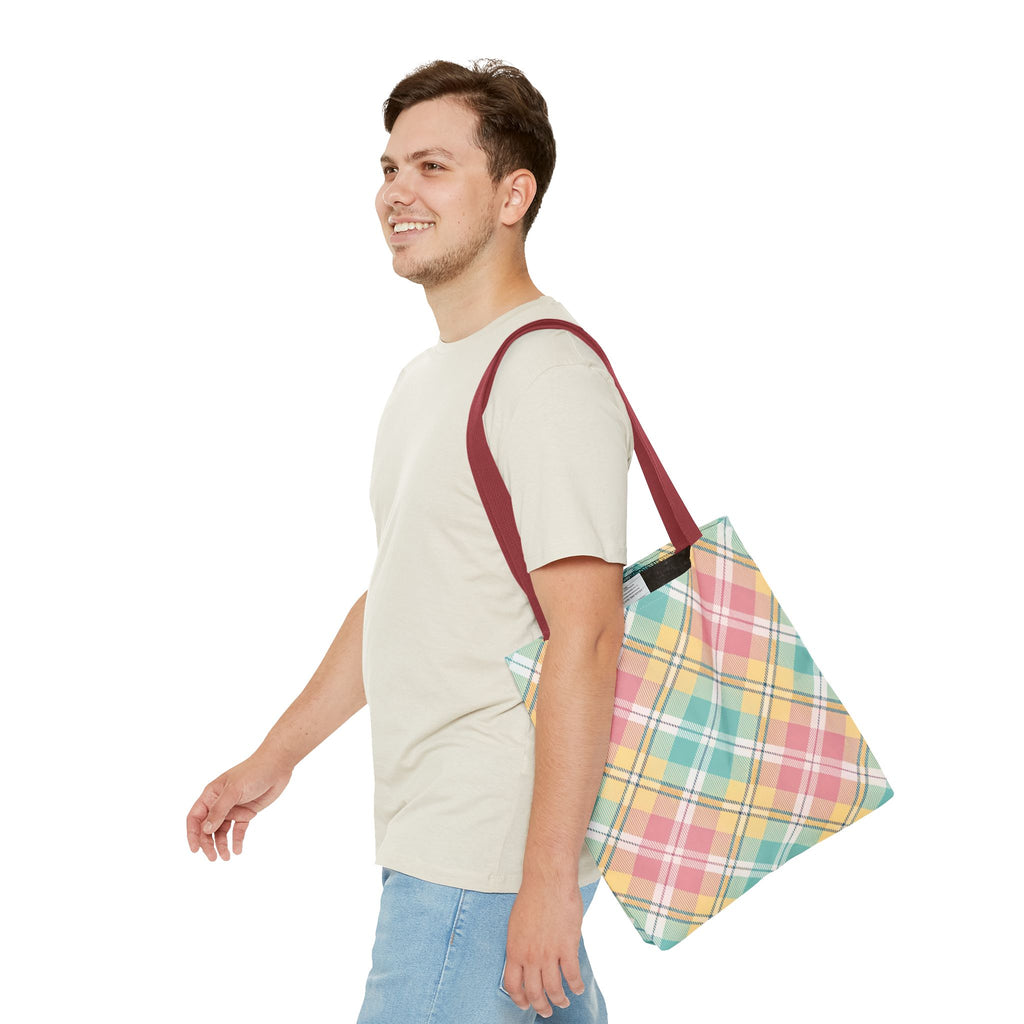 Pastel Plaid Tote Bag | Spring Plaid Pattern, Pastel Checkered Tote