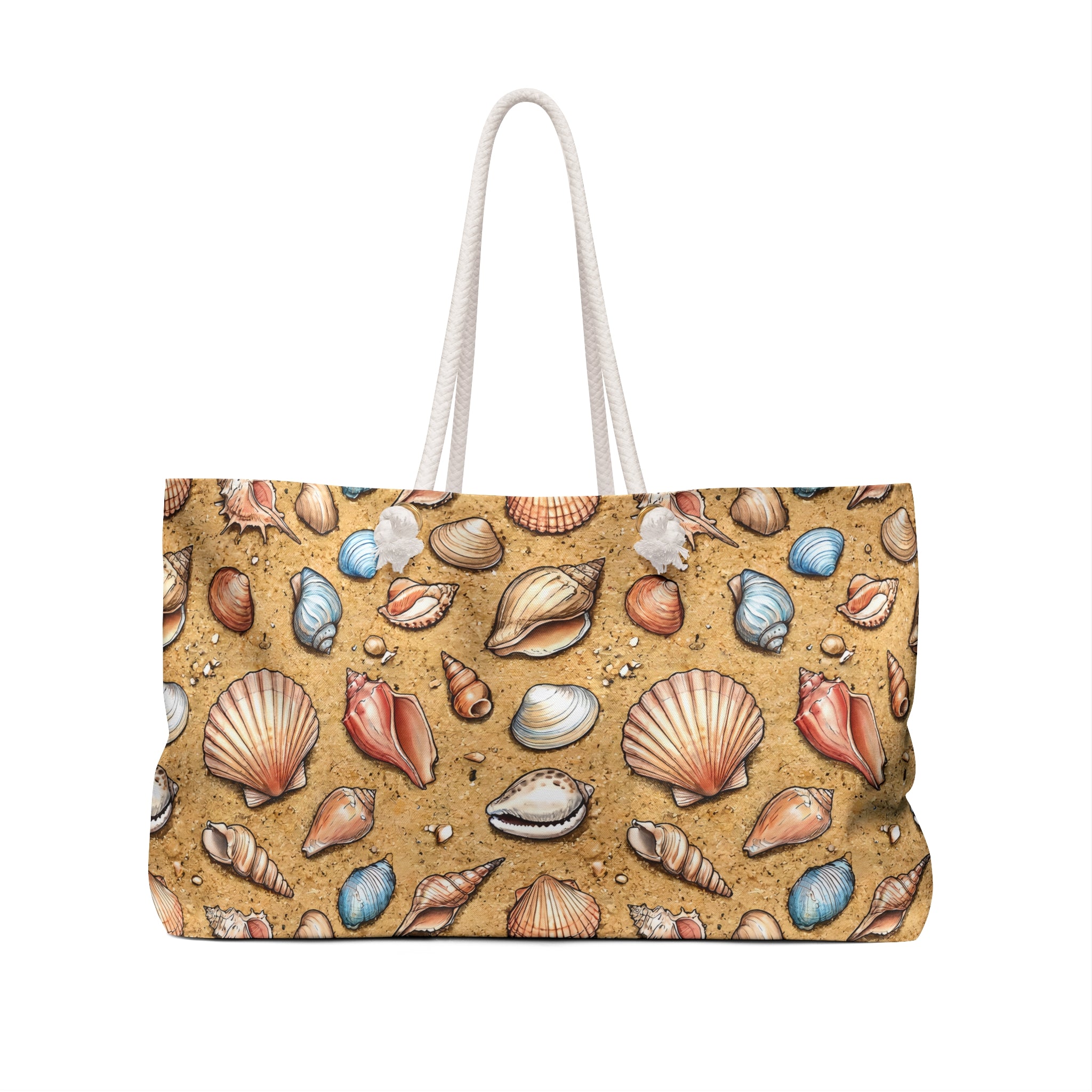Seashell Pattern Weekender Bag | Beach Tote, Sand Shell Print