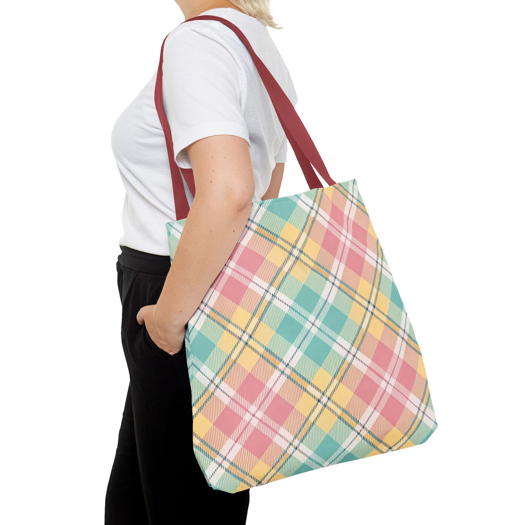 Pastel Plaid Tote Bag | Spring Plaid Pattern, Pastel Checkered Tote