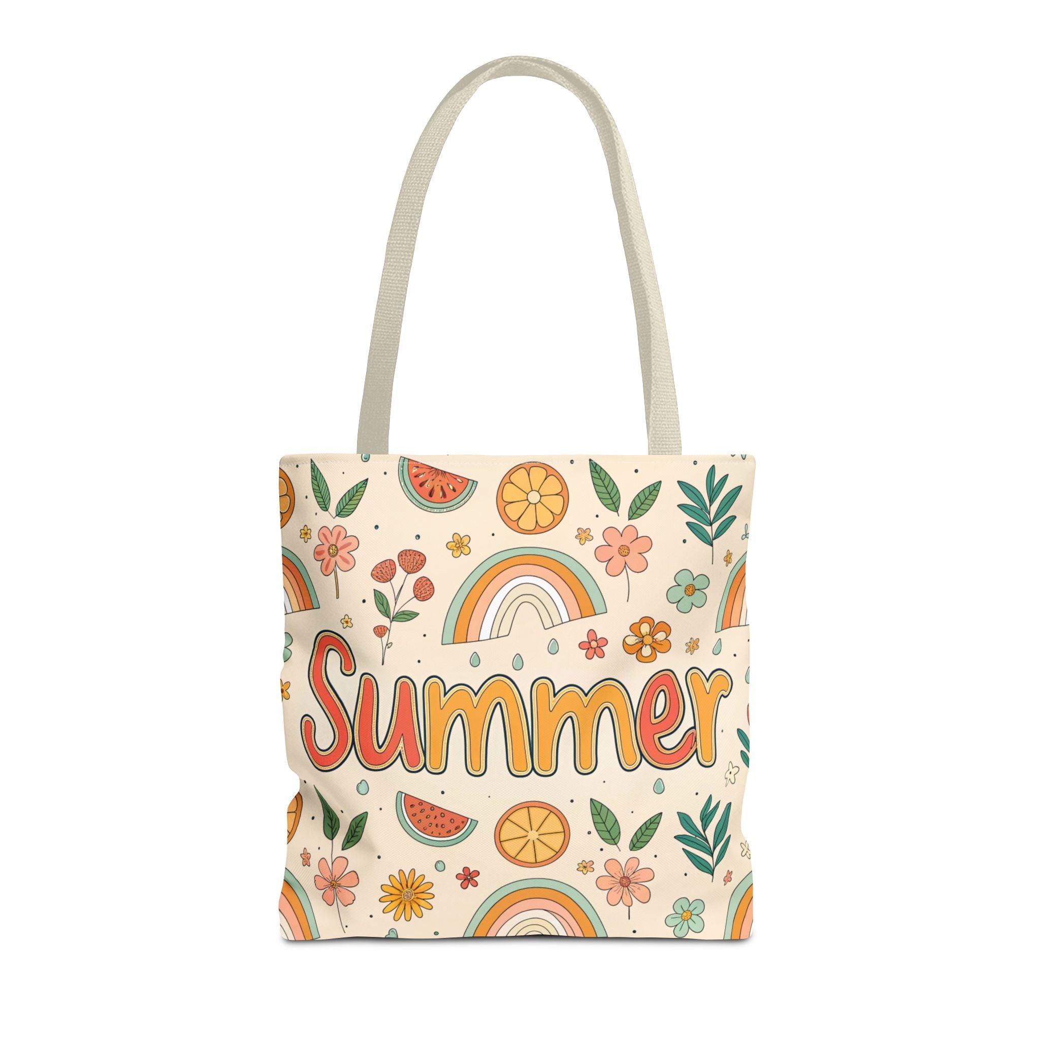 Summer Pattern Tote Bag | Rainbow, Watermelon, Floral Beach Vibes