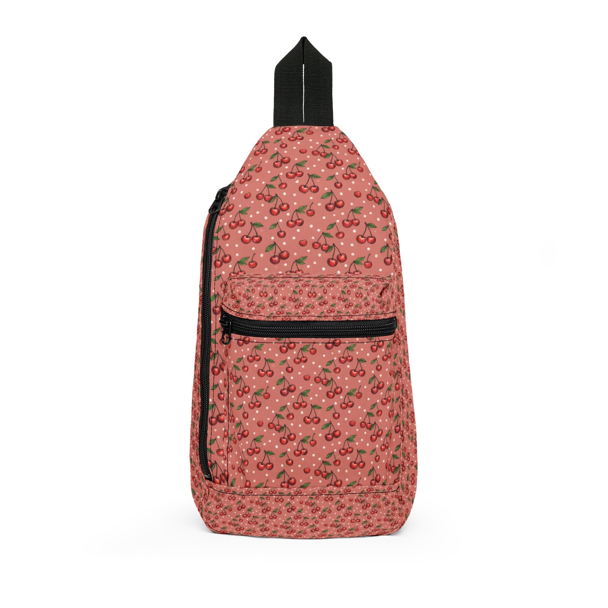 Cherry Pattern Sling Bag | Pink Floral Fruit Print
