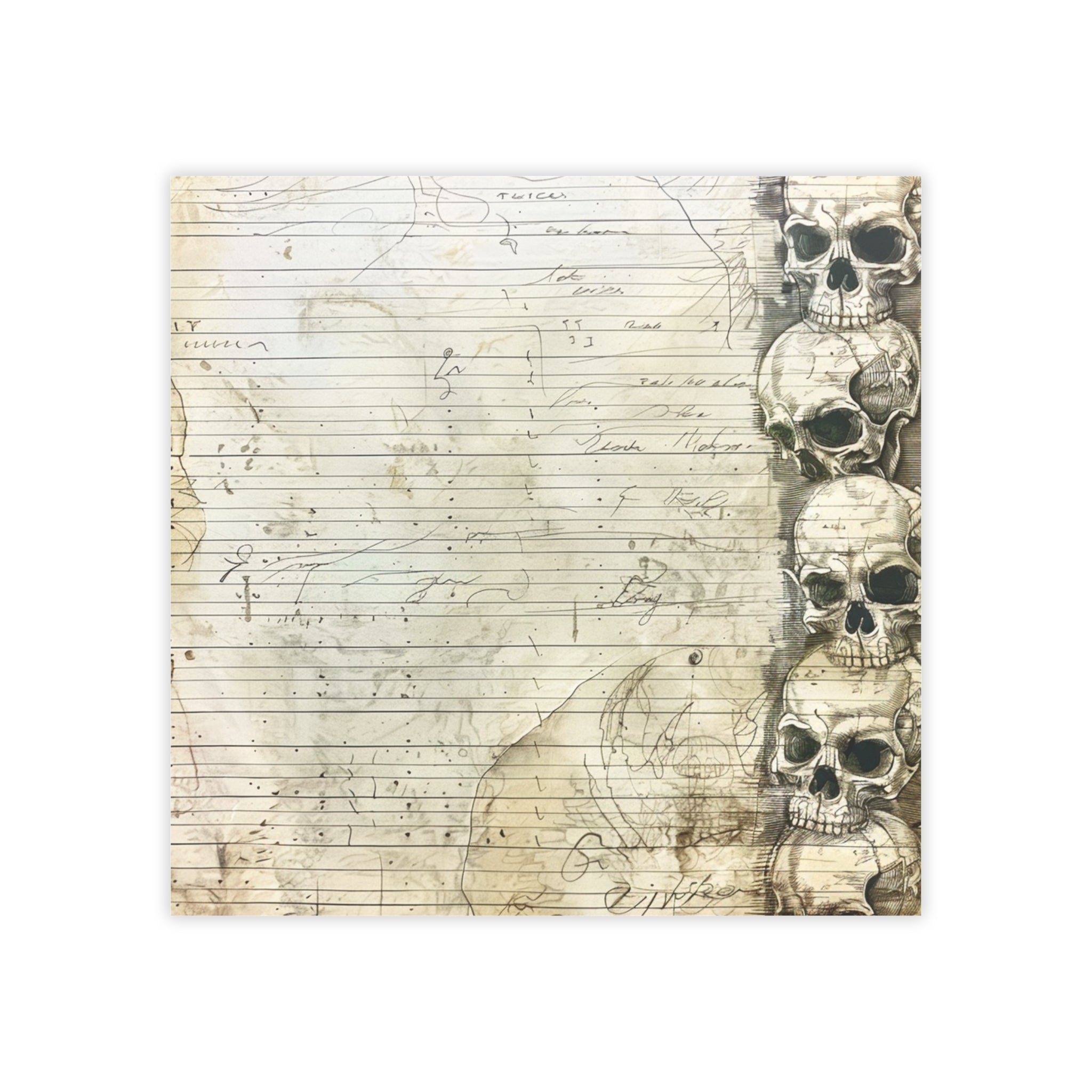 Skull Border Lined Note Pad Post-it® Note Pads | Vintage Grunge Stationery