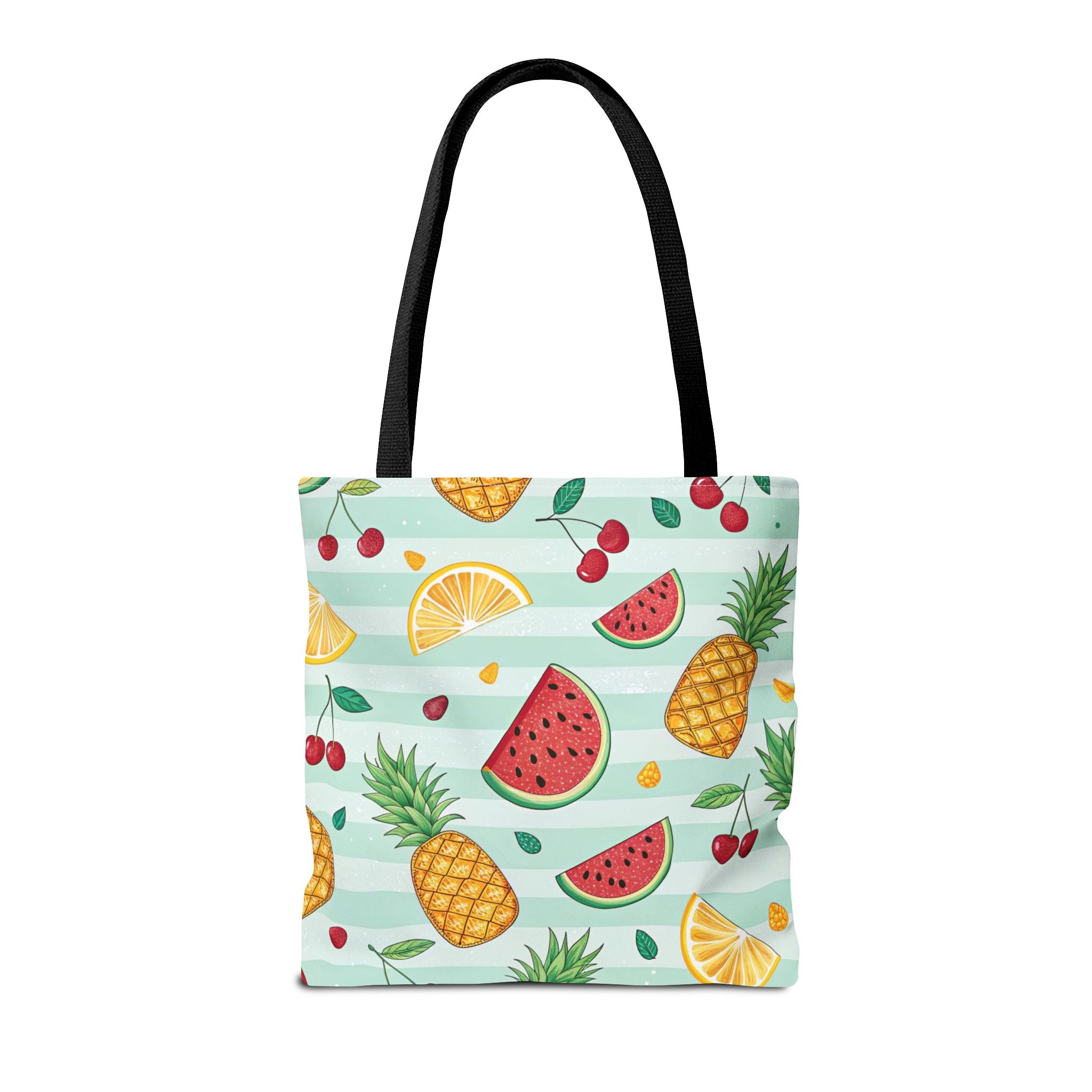 Tropical Fruit Pattern Tote Bag | Pineapple Watermelon Cherry Citrus Beach