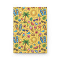 Summer Vibes Hardcover Journal  Beach Pattern Notebook with Sunglasses, Flip Flops & Ice Cream
