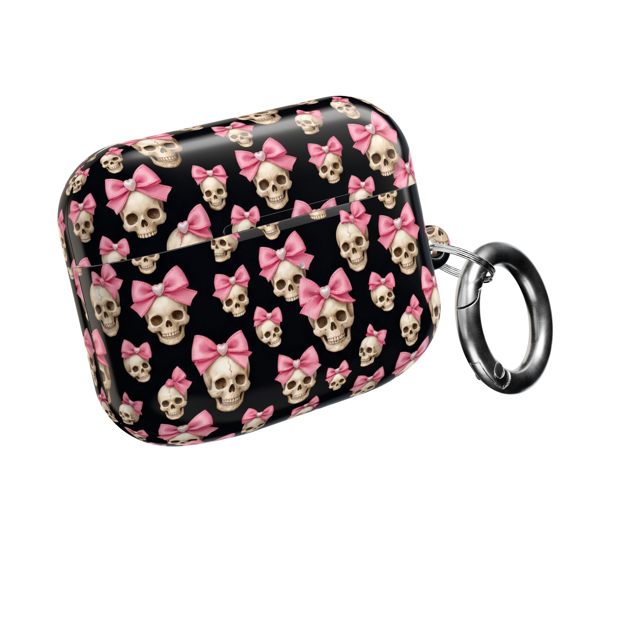Pink Bow Skull AirPod Case | Cute Gothic Skull Pattern