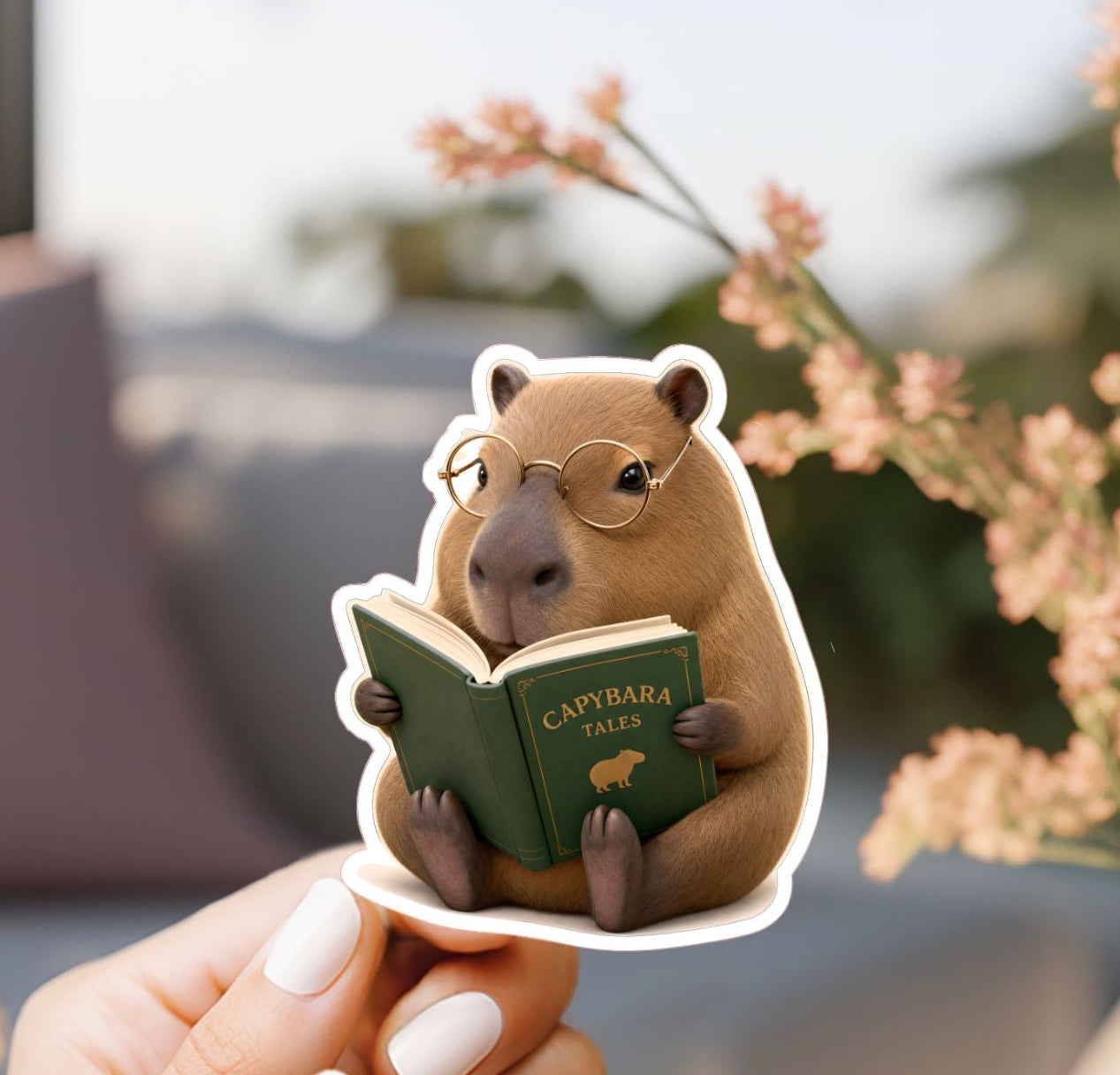 Capybara Reading a Book Sticker