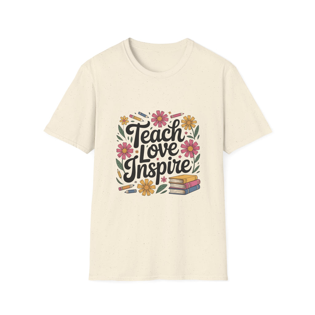 Teach Love Inspire T-Shirt | Floral Books Teacher Appreciation