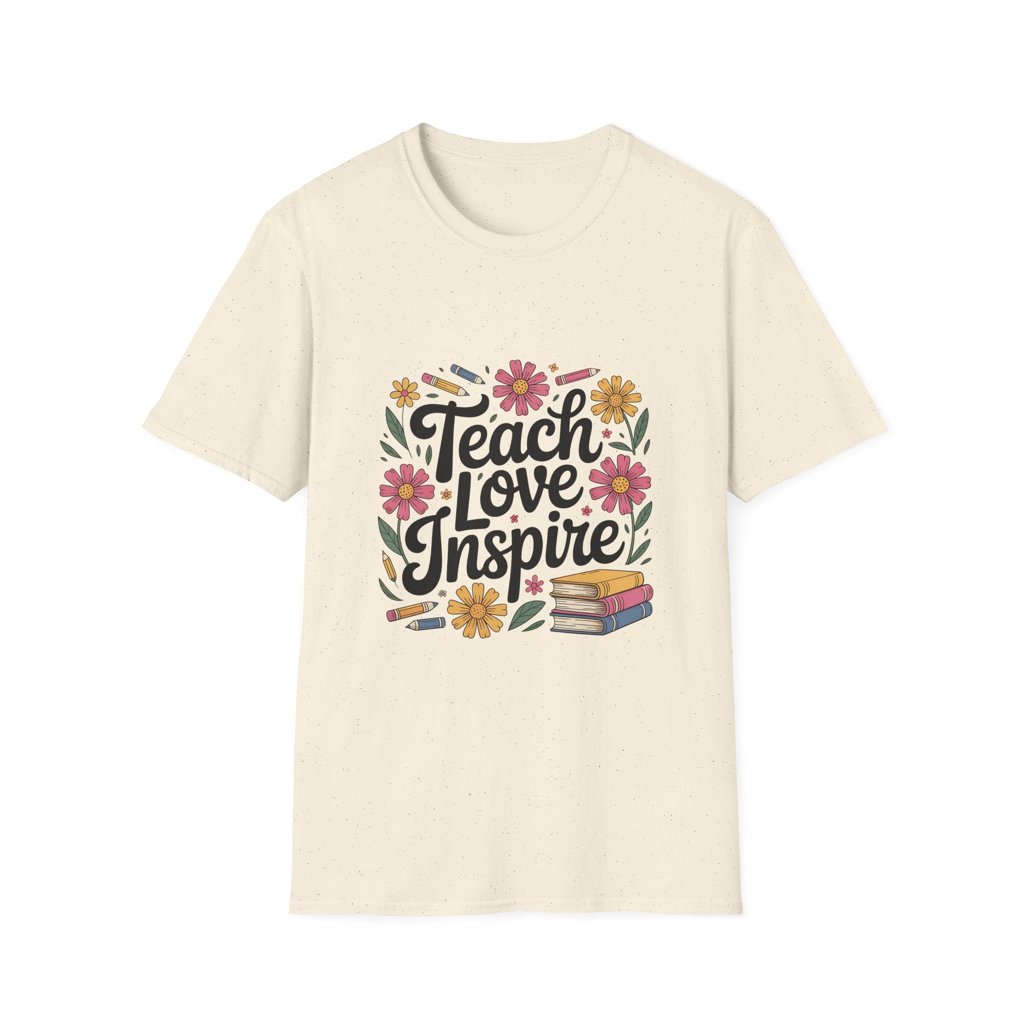 Teach Love Inspire T-Shirt | Floral Books Teacher Appreciation