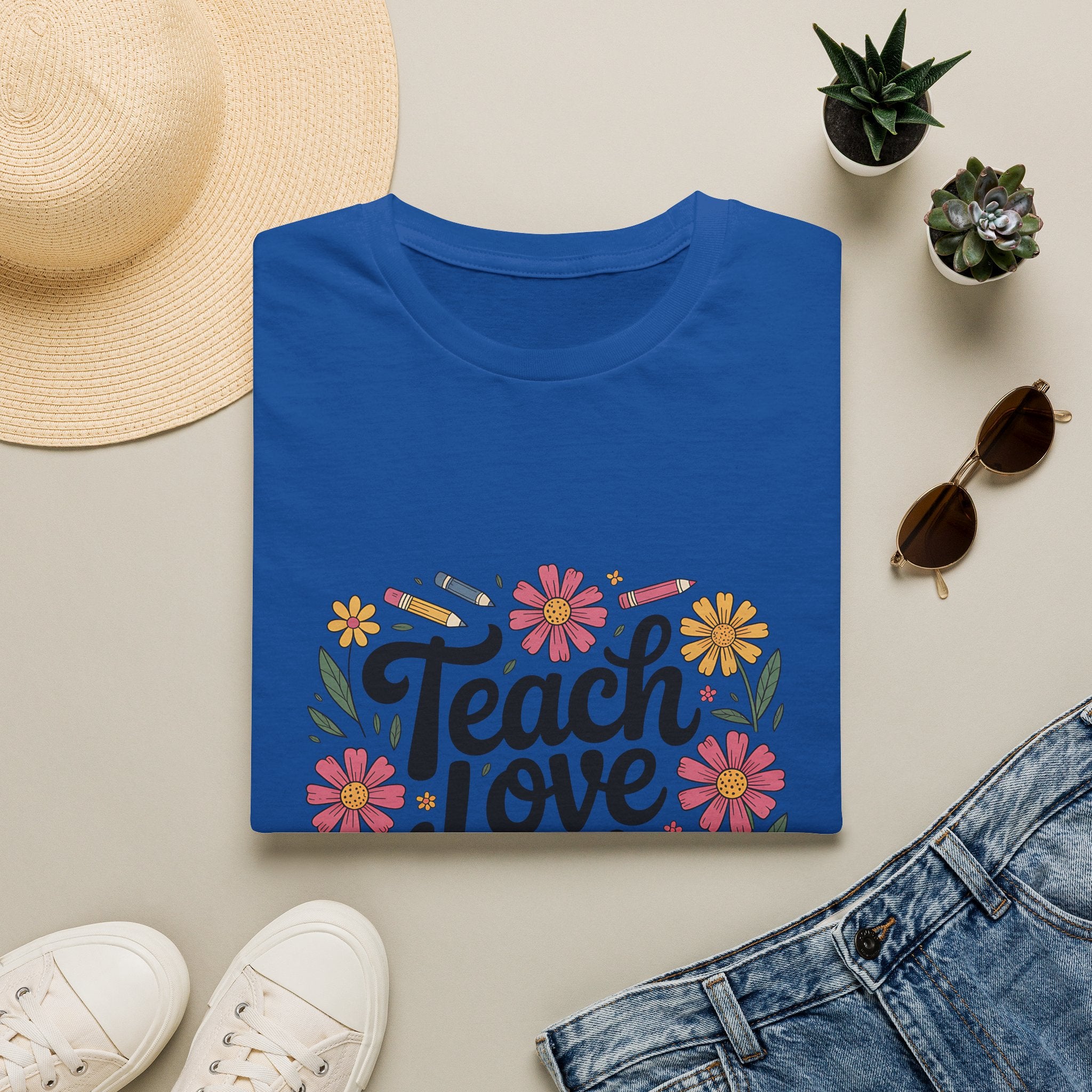 Teach Love Inspire T-Shirt | Floral Books Teacher Appreciation