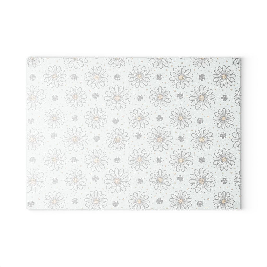Daisy Pattern Glass Cutting Board | Floral Kitchen Decor