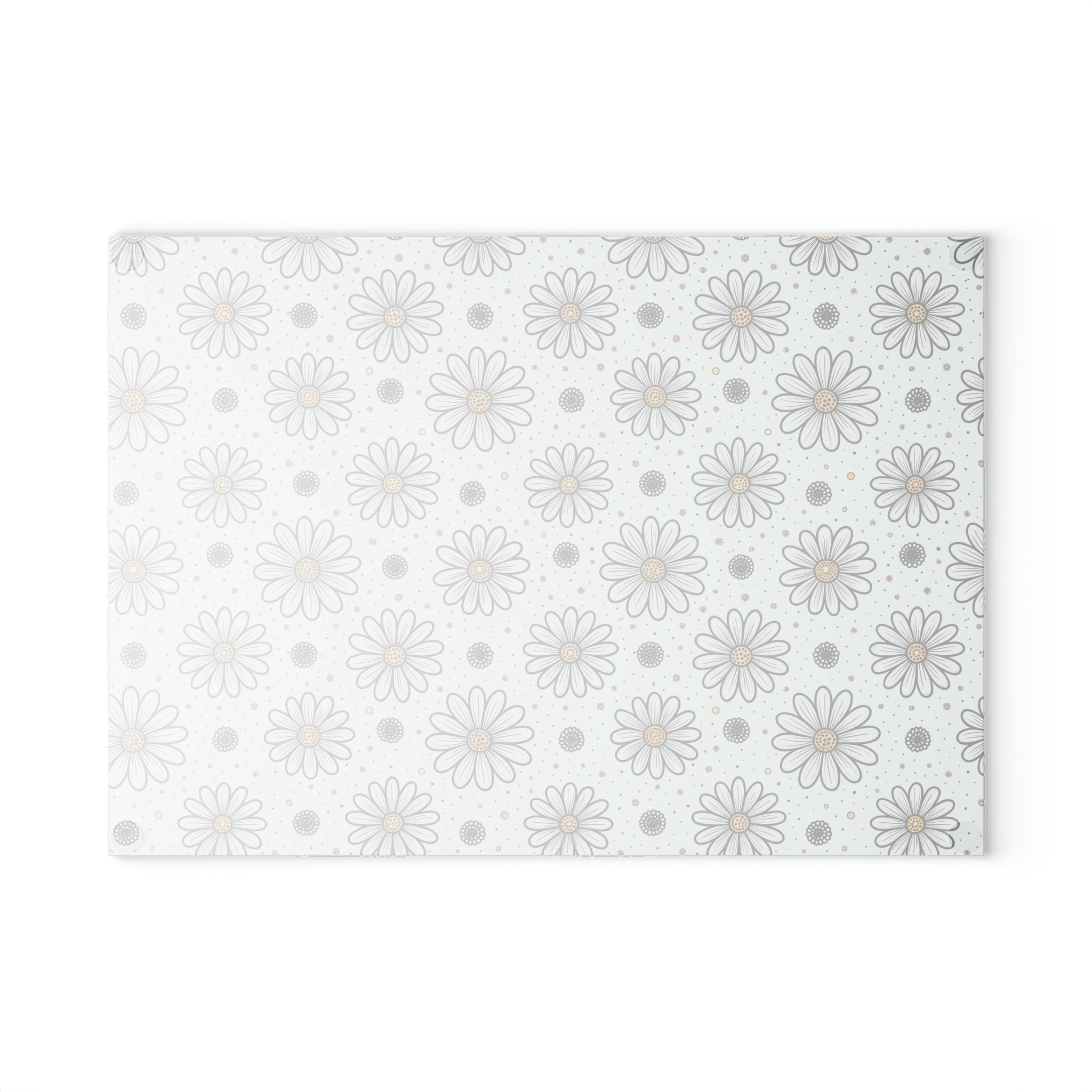 Daisy Pattern Glass Cutting Board | Floral Kitchen Decor
