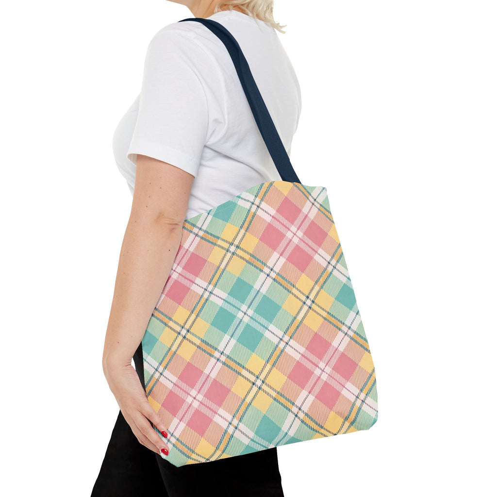 Pastel Plaid Tote Bag | Spring Plaid Pattern, Pastel Checkered Tote
