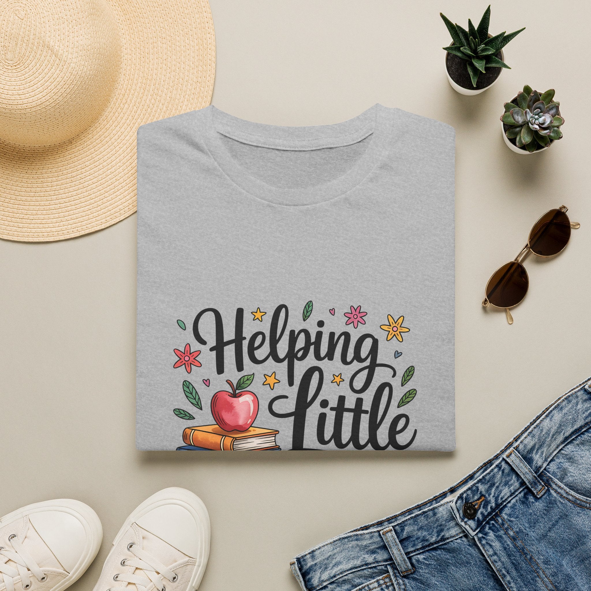 Helping Little Minds Grow T-Shirt | Teacher Books Apple Pencil Design