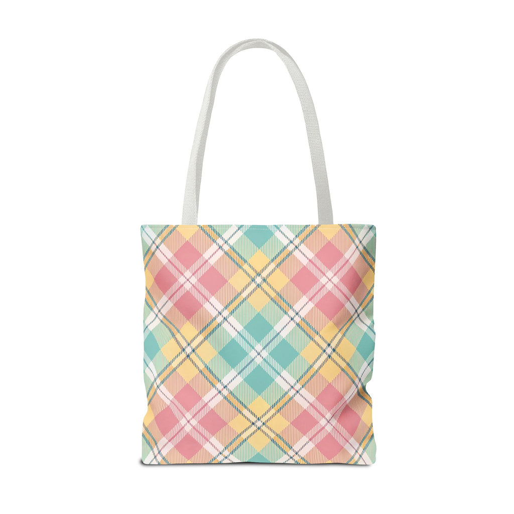 Pastel Plaid Tote Bag | Spring Plaid Pattern, Pastel Checkered Tote