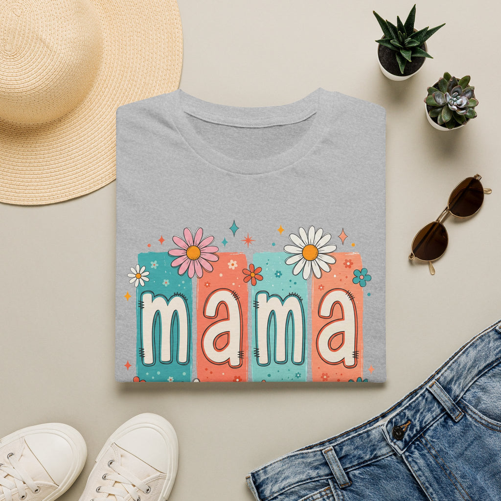 Mama floral retro blocks T-Shirt | daisy mom design