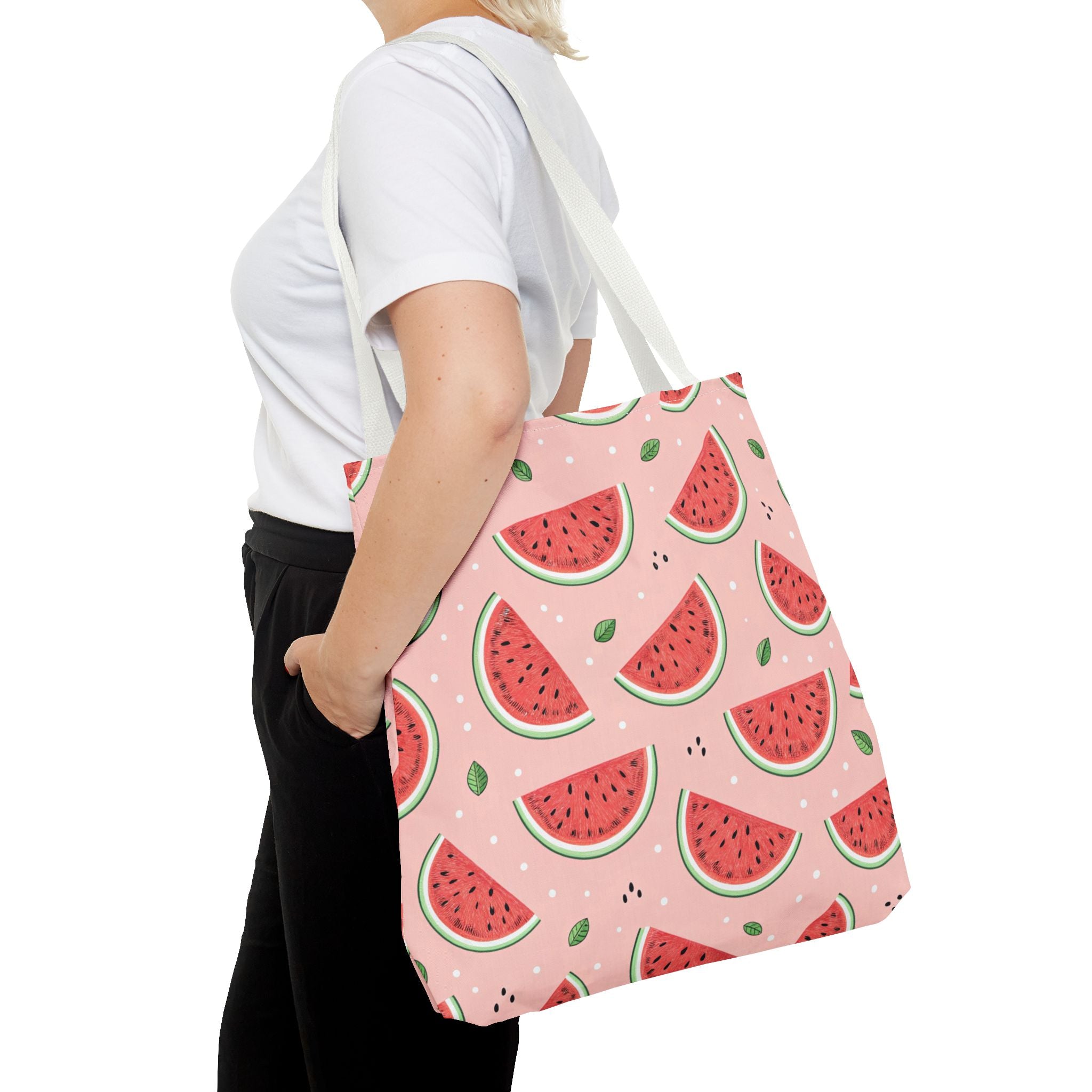 Watermelon Pattern Tote Bag | Pink Summer Fruit Print