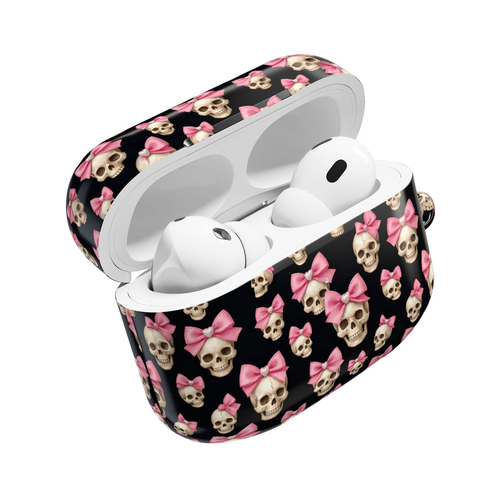 Pink Bow Skull AirPod Case | Cute Gothic Skull Pattern