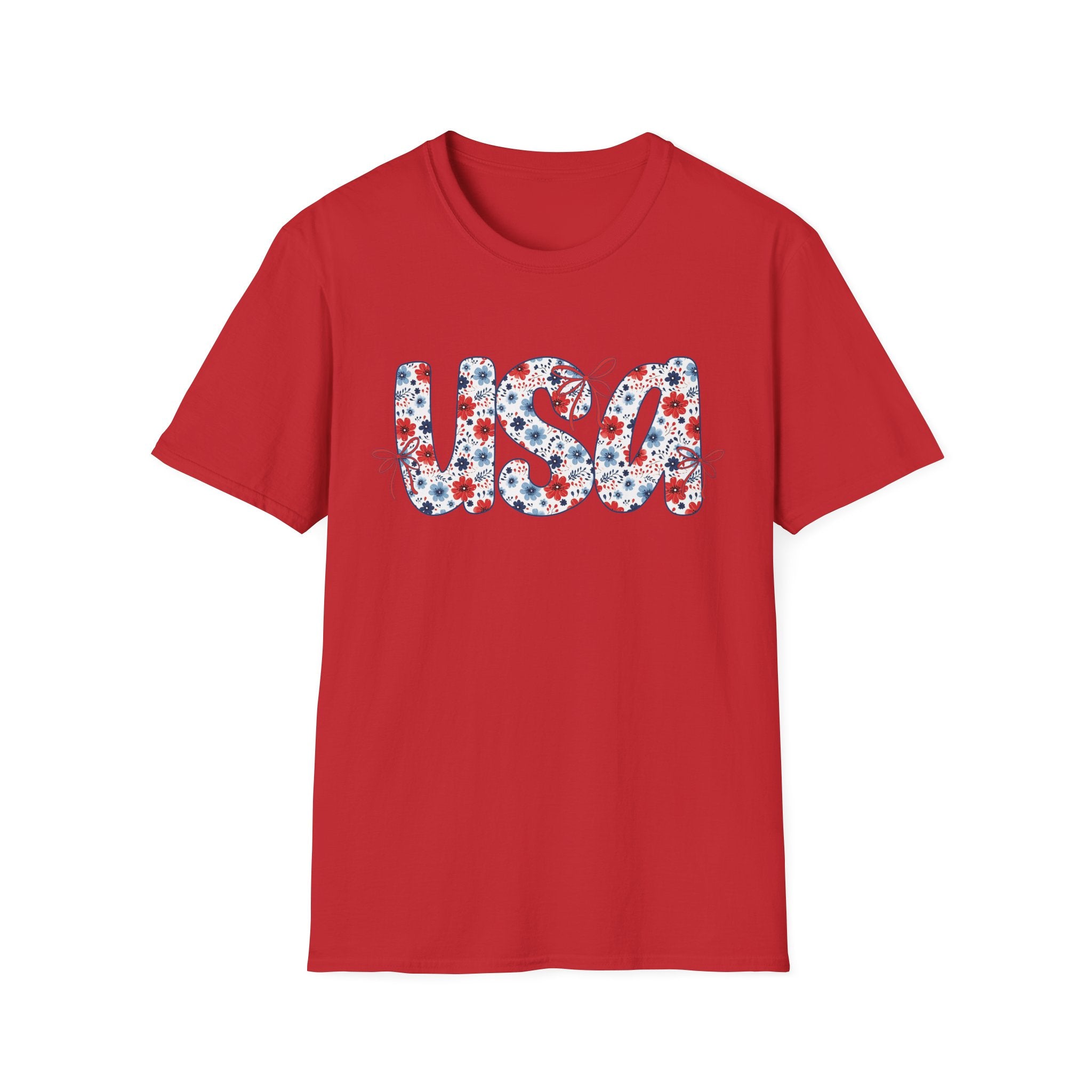 USA floral letters T-Shirt | Patriotic 4th of July design