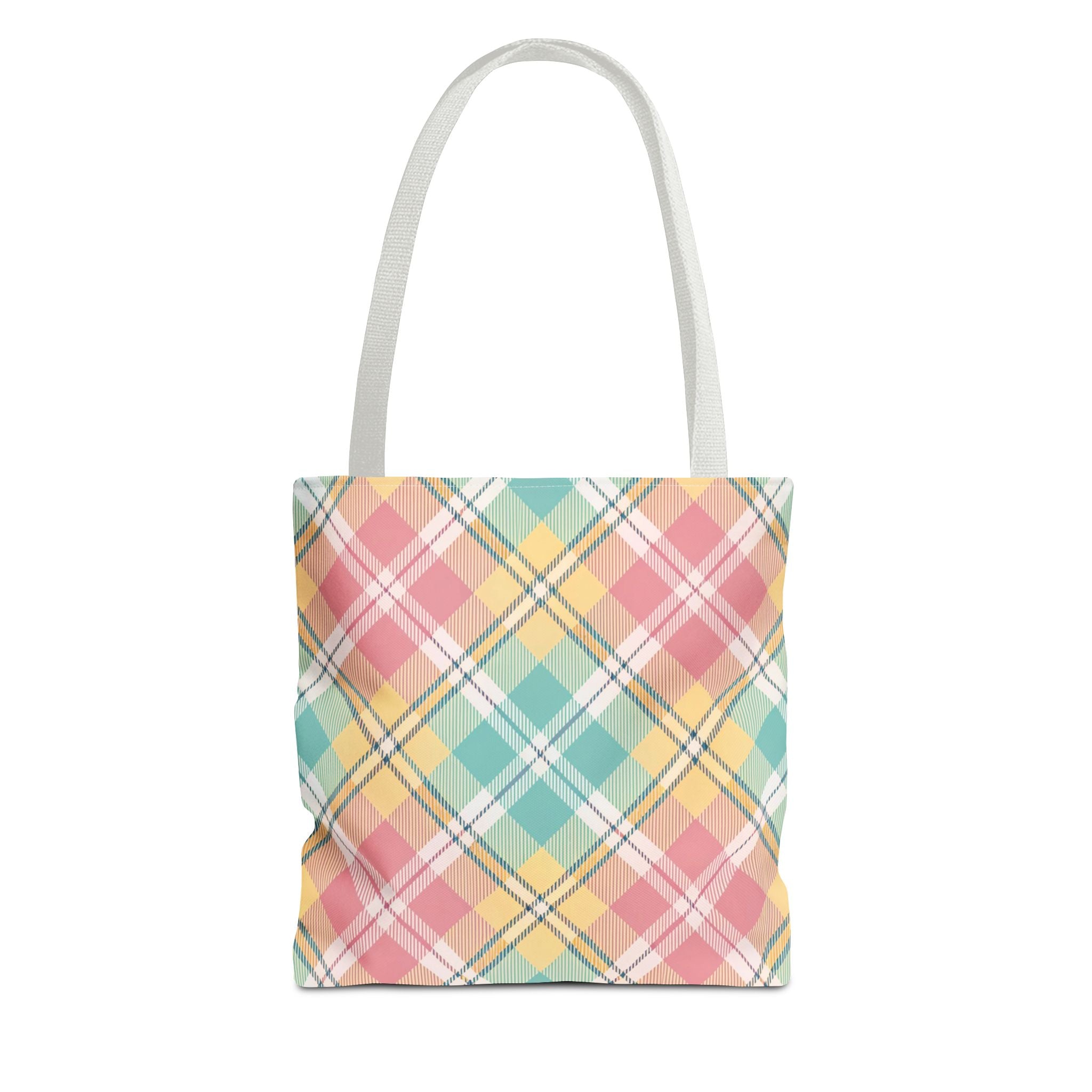 Pastel Plaid Tote Bag | Spring Plaid Pattern, Pastel Checkered Tote