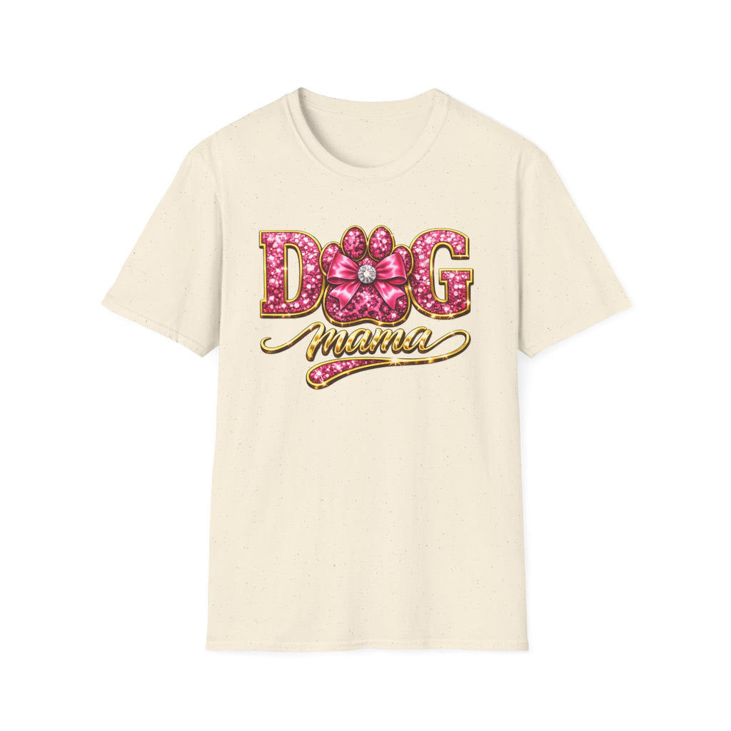 Dog Mama paw print design T-Shirt | pink glitter letters