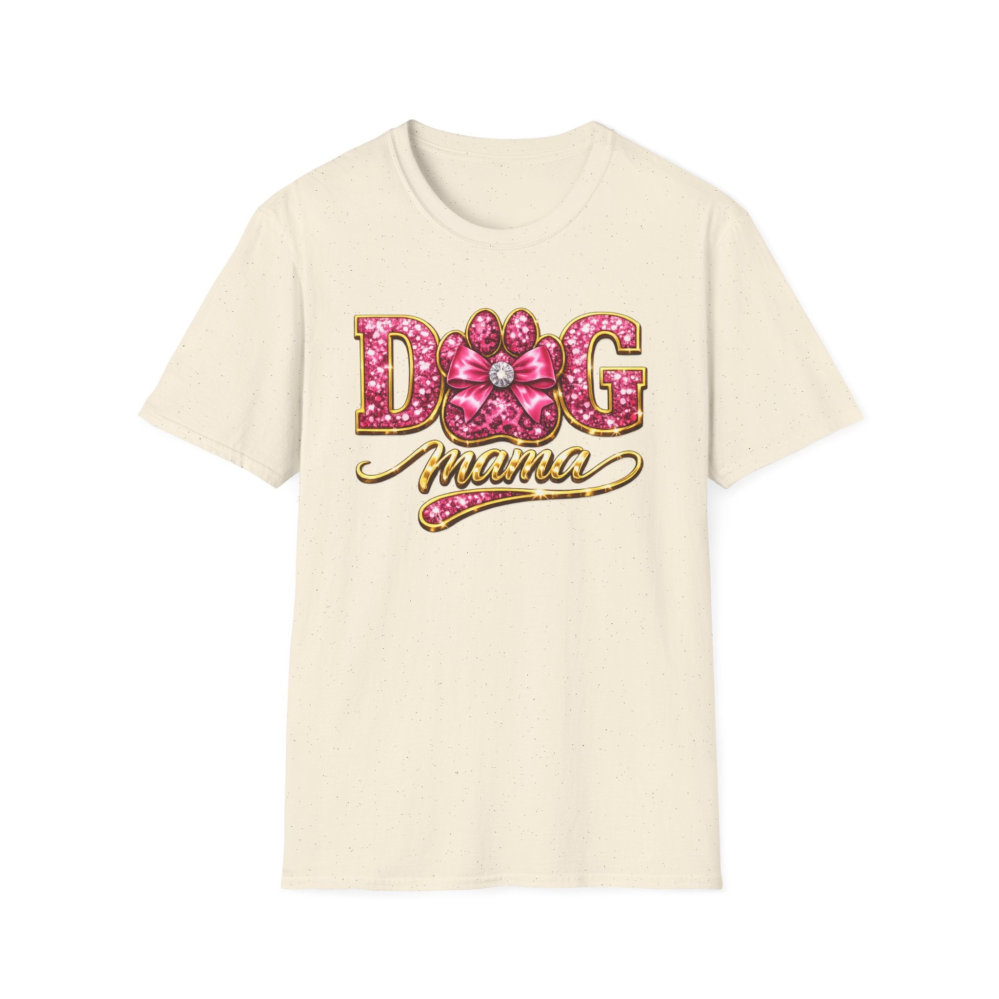 Dog Mama paw print design T-Shirt | pink glitter letters