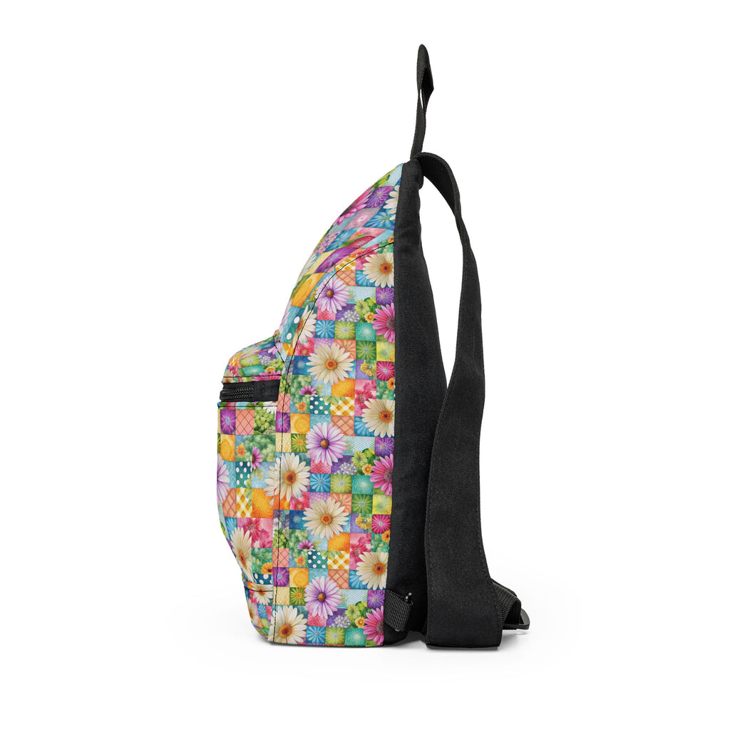 Colorful Daisy Patchwork Sling Bag | Floral Pattern Crossbody