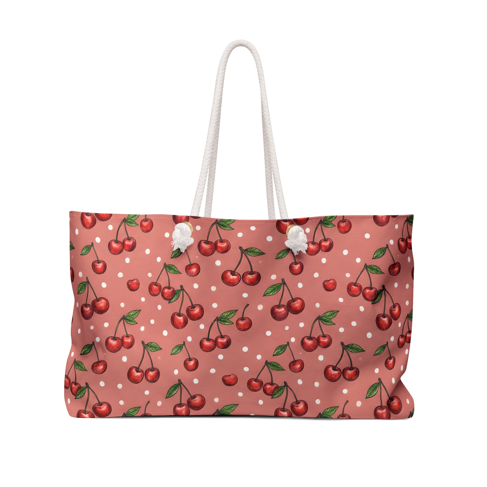 Cherry Pattern Weekender Bag | Retro Polka Dot Tote