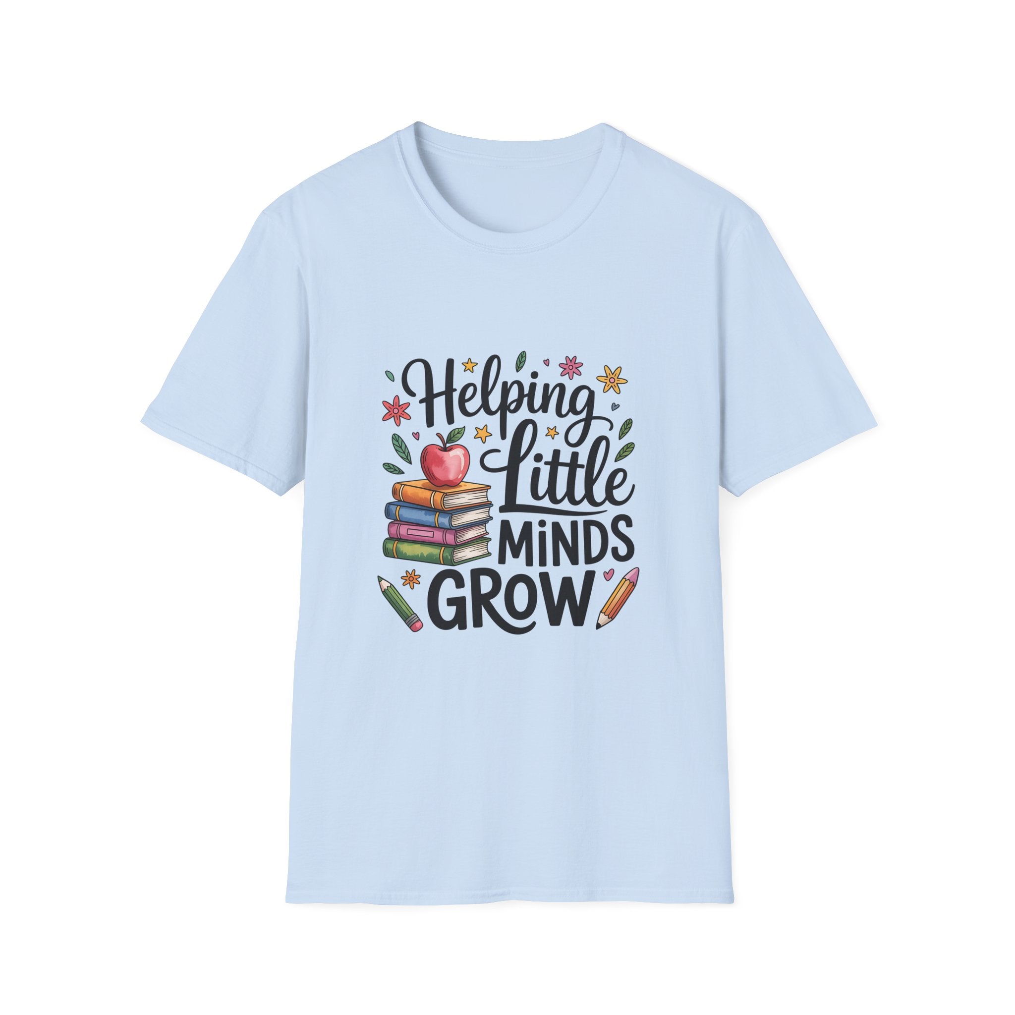 Helping Little Minds Grow T-Shirt | Teacher Books Apple Pencil Design
