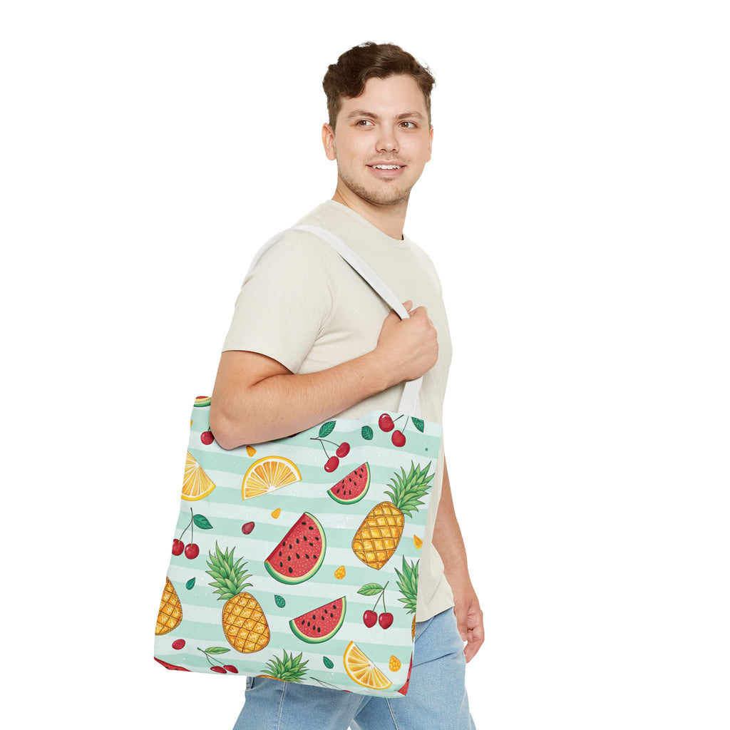 Tropical Fruit Pattern Tote Bag | Pineapple Watermelon Cherry Citrus Beach