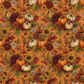 Fall Pumpkin Floral Seamless Pattern PNG | Autumn Harvest Design | Digital Download for Sublimation & Crafts