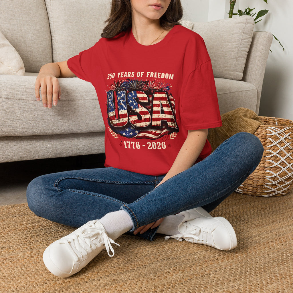 USA Flag Graphic T-Shirt | American Flag Typography, Patriotic Fourth of July